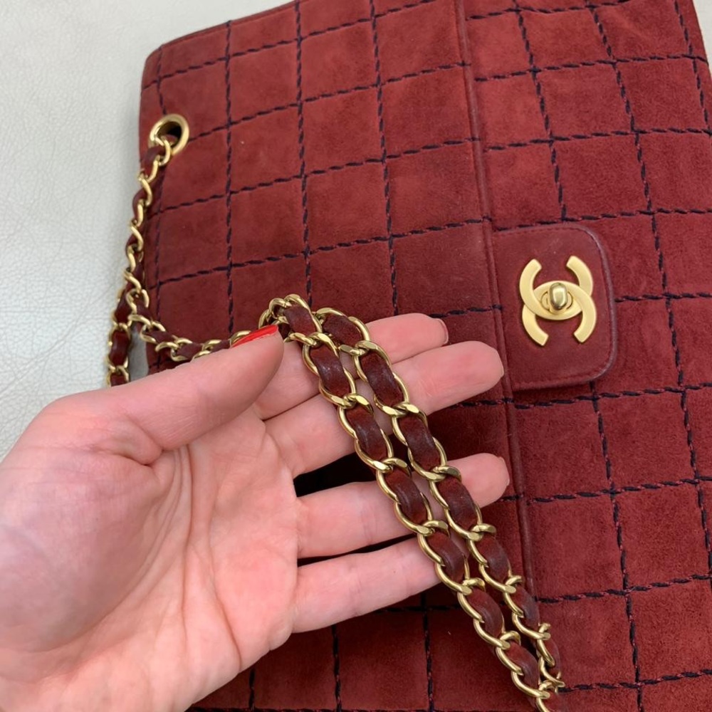 Chanel Classic Suede Dark burgundy color Bag - Picture 8 of 8
